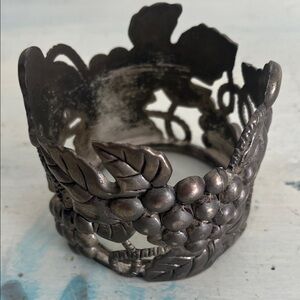 Pewter Candle Holder with Grape Vine Design